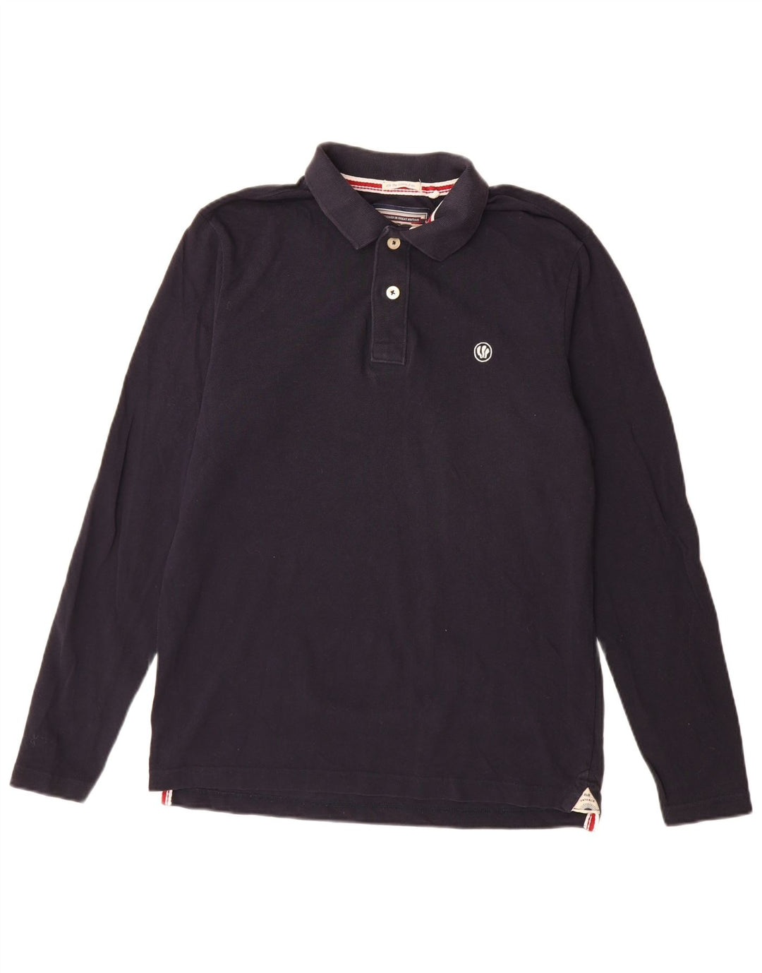 Polo da uomo a maniche lunghe Fat Face in cotone blu navy medio
