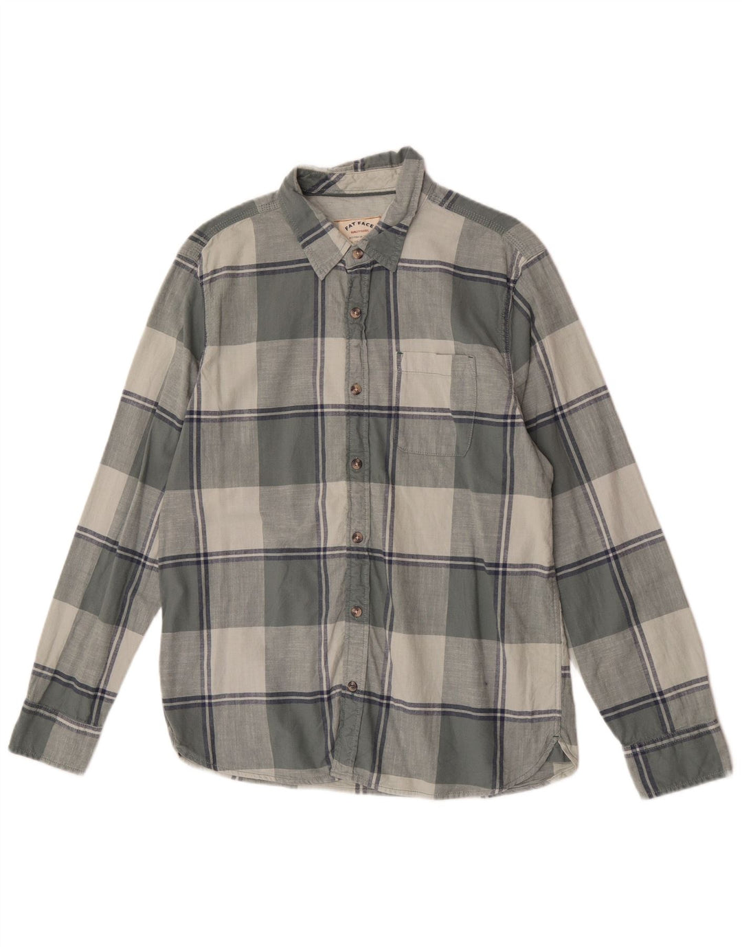 Camicia in flanella da uomo Fat Face, cotone a quadri grigi grandi