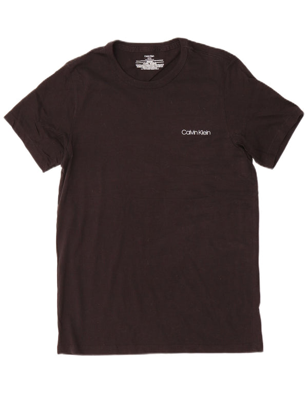 Calvin Klein Uomo Manica Corta Regular T-shirt Top Piccolo Cotone Nero