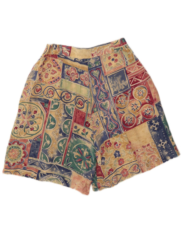 Pantaloncini chino con ancoraggio da donna vintage W28 seta patchwork multicolore medio