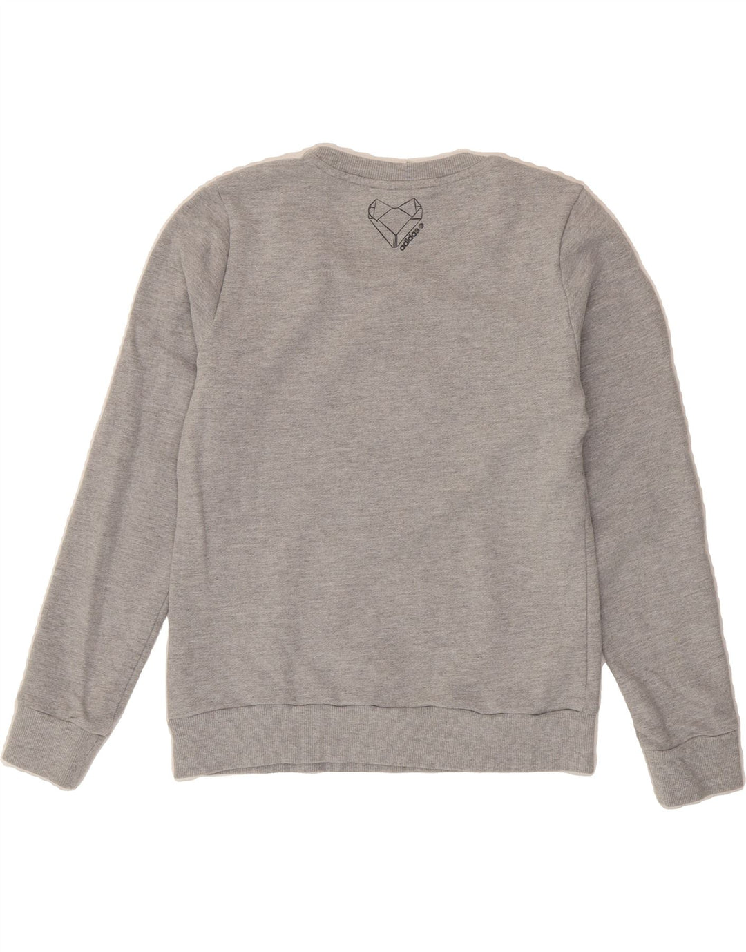 ADIDAS Womens Graphic Sweatshirt Jumper UK 12 Medium Grey Cotton Vintage Adidas and Second-Hand Adidas from Messina Hembry 