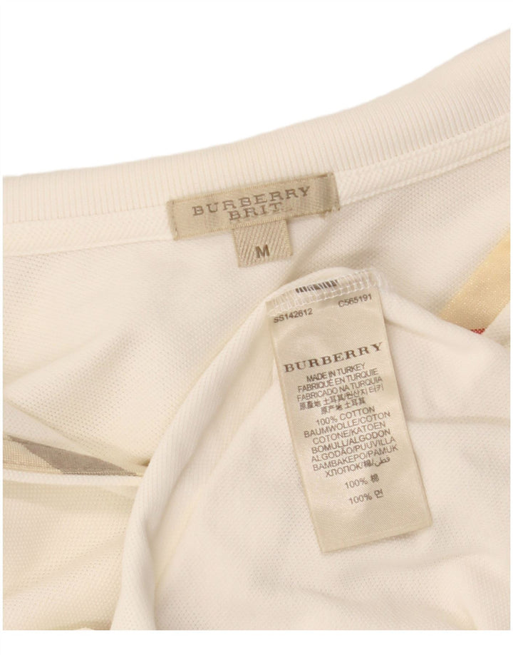 Polo BURBERRY da donna BRIT UK 12 cotone bianco sporco medio