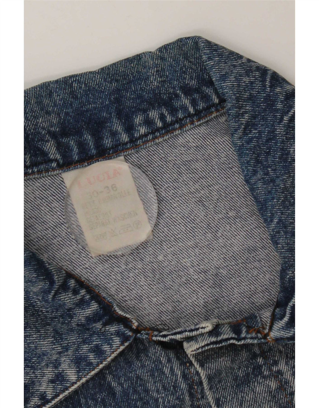 Giacca in denim grafico da uomo Lucia UK 36 piccolo cotone blu