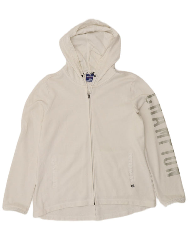 Maglione con cappuccio e zip grafica da donna Champion UK 16 Large Bianco