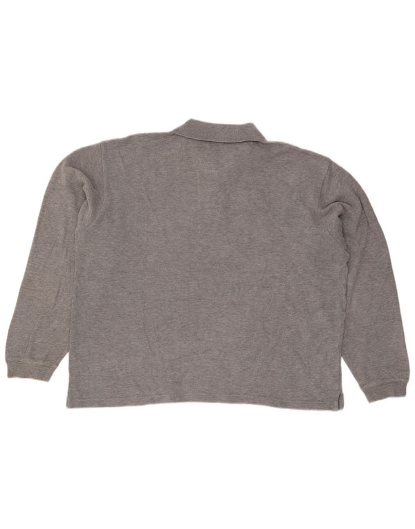 Polo da uomo a maniche lunghe Izod grande in cotone grigio
