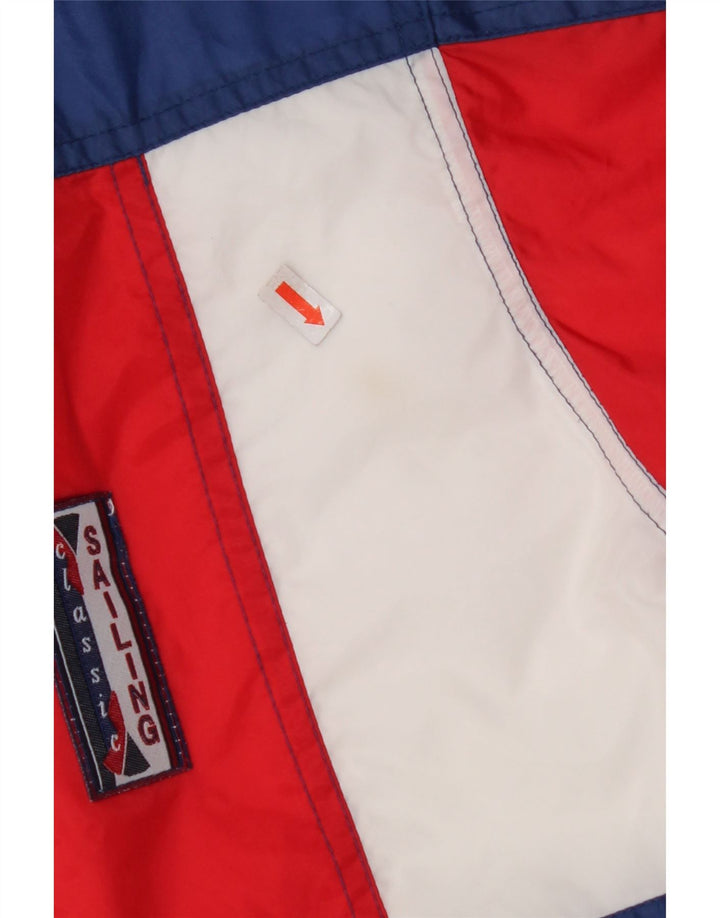 MARCEL CLAIR Giacca antipioggia da uomo con cappuccio UK 40 Large Blue Colourblock