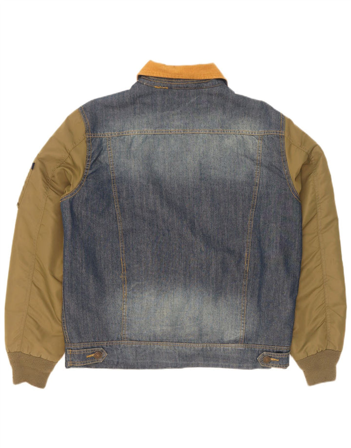 Giacca da aviatore da volo da uomo in denim Alcott UK 40 grande cotone color block blu