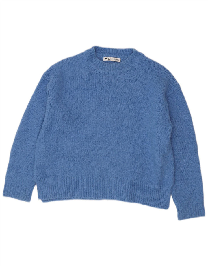 Maglione girocollo oversize da donna Zara UK 14 Acrilico blu medio