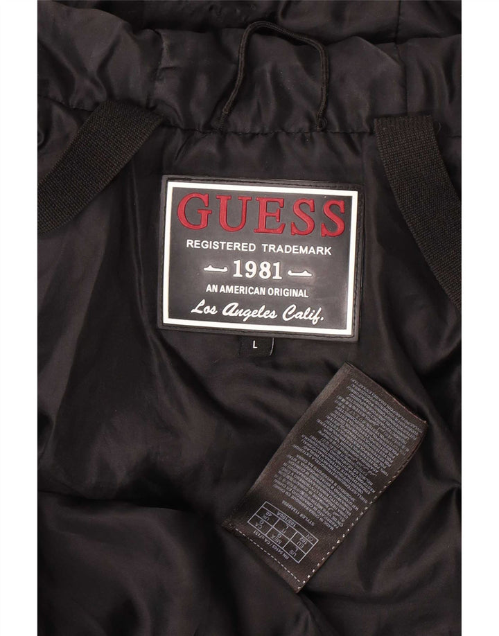 Guess Giacca imbottita con cappuccio da uomo UK 40 Large Nero Poliestere