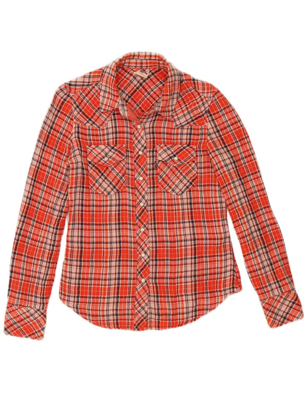 Camicia in flanella da donna Levi's UK 6 XS cotone a quadri rossi