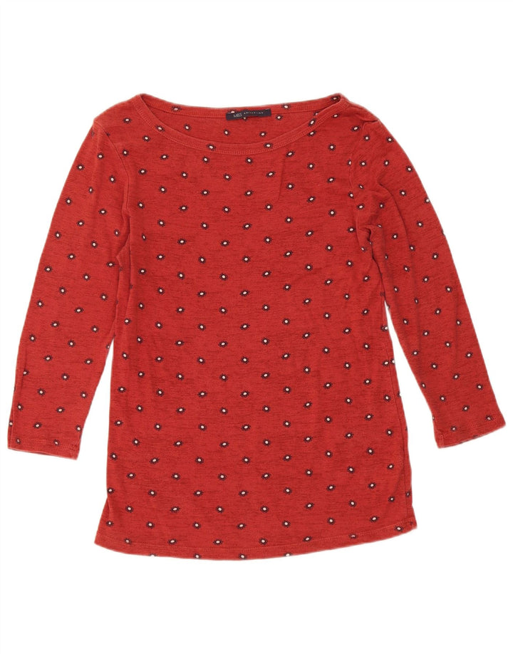 Marks & Spencer Top da donna manica 3/4 UK 12 cotone floreale rosso medio