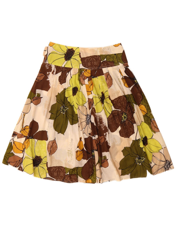 Gonna a portafoglio da donna vintage IT 48 XL W32 Bohémien in cotone floreale multicolore