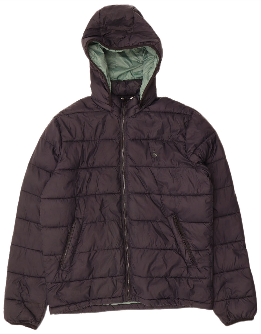 Giacca imbottita con cappuccio da uomo Jack Wills UK 38 nylon nero medio