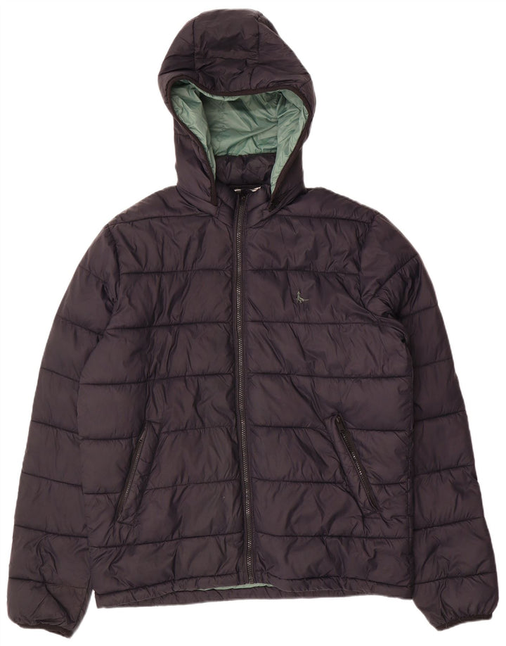 Giacca imbottita con cappuccio da uomo Jack Wills UK 38 nylon nero medio