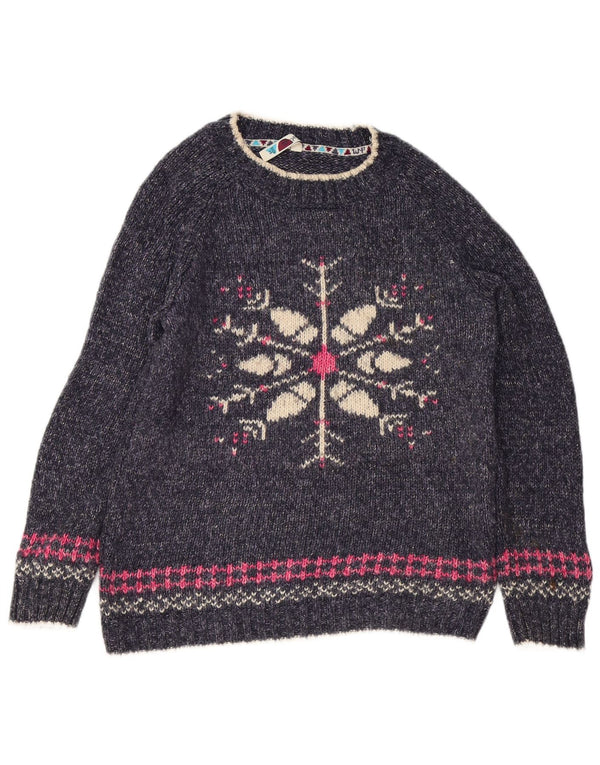 Maglione maglione girocollo da donna Weird Fish UK 10 Small Blu Navy Fair Isle