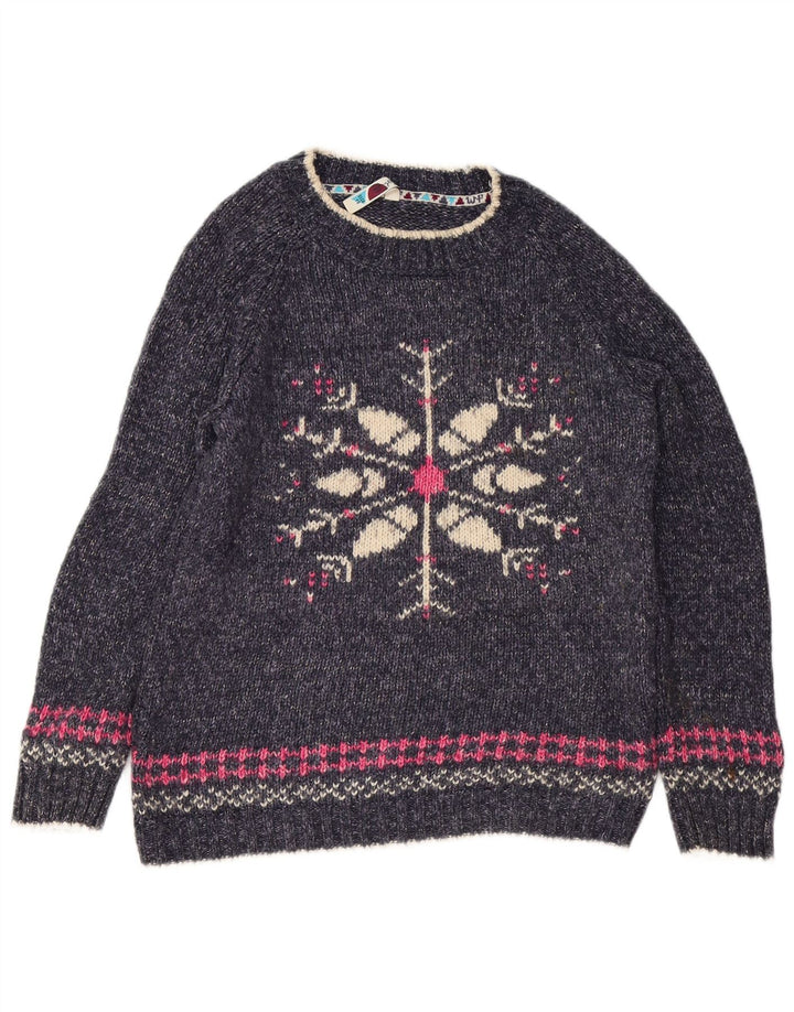 Maglione maglione girocollo da donna Weird Fish UK 10 Small Blu Navy Fair Isle