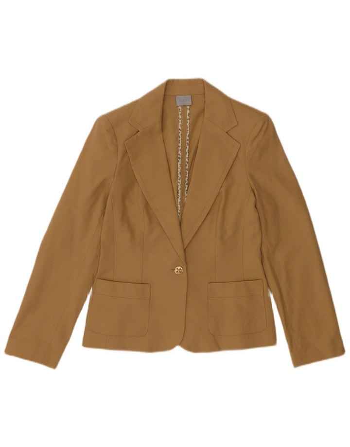 Giacca blazer a 1 bottone da donna Oasis UK 10 piccola in cotone beige