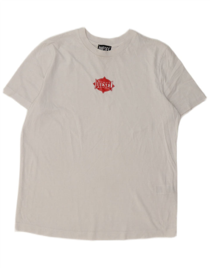 Diesel T-shirt grafica per ragazzi Top 13-14 anni Large bianca