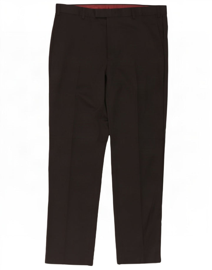 Pantaloni da abito regolari da uomo Marks & Spencer W38 L31 poliestere nero
