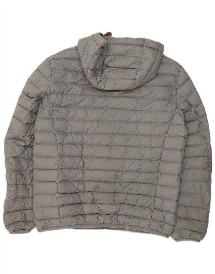 Giacca imbottita con cappuccio da uomo Massimo Dutti UK 42 XL Nylon grigio