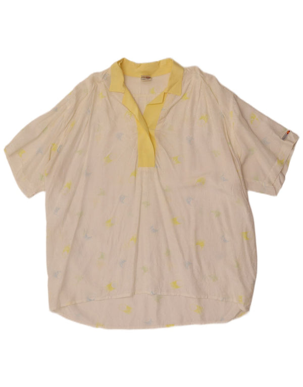 Camicetta oversize a maniche corte da donna Ellesse IT 48 XL Bianca floreale