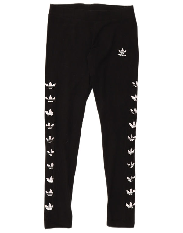 Leggings grafici da donna Adidas UK 12 cotone medio nero