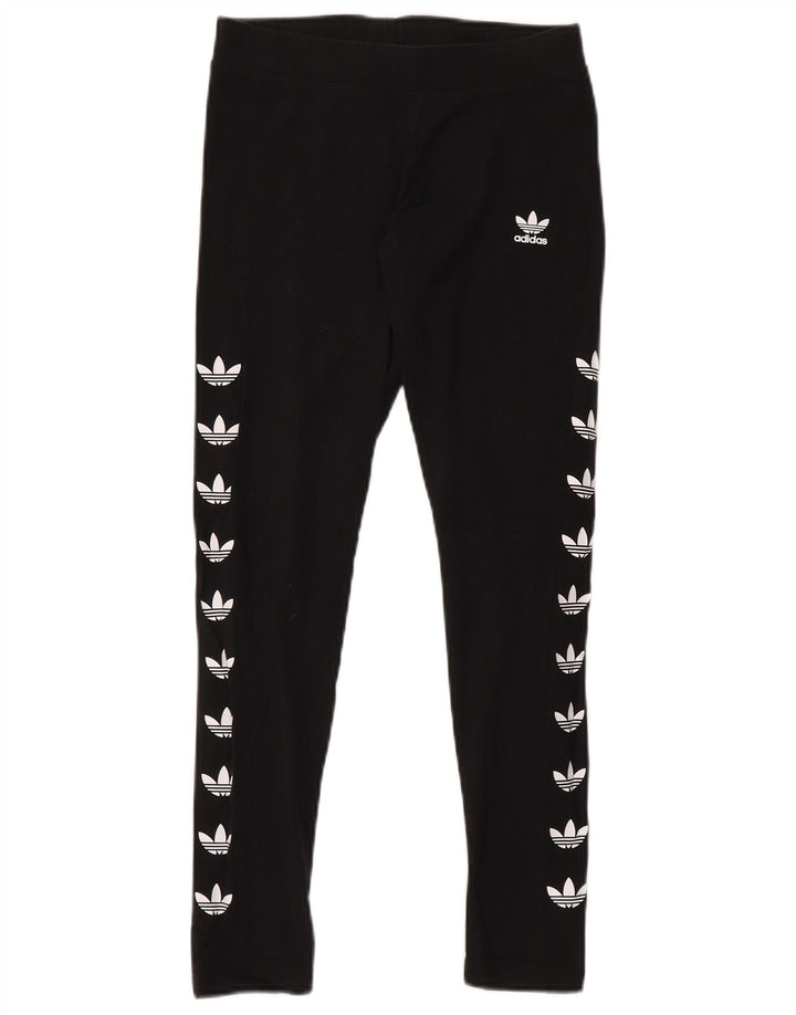 Leggings grafici da donna Adidas UK 12 cotone medio nero