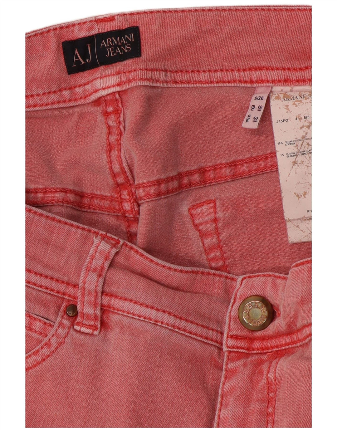 Jeans dritti da donna Armani W31 L28 cotone rosa