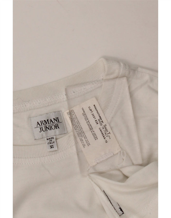 ARMANI JUNIOR T-shirt grafica per ragazzi 11-12 anni in cotone bianco