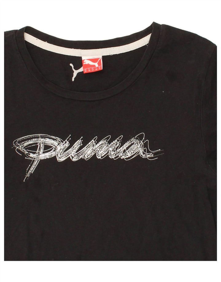 PUMA Womens Graphic T-Shirt Top UK 14 Medium Black Cotton Vintage Puma and Second-Hand Puma from Messina Hembry 
