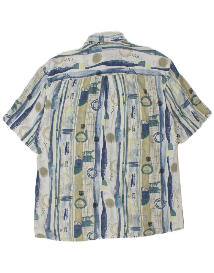 Camicia da uomo con motivo astratto lungo VINTAGE taglia 41 grande blu