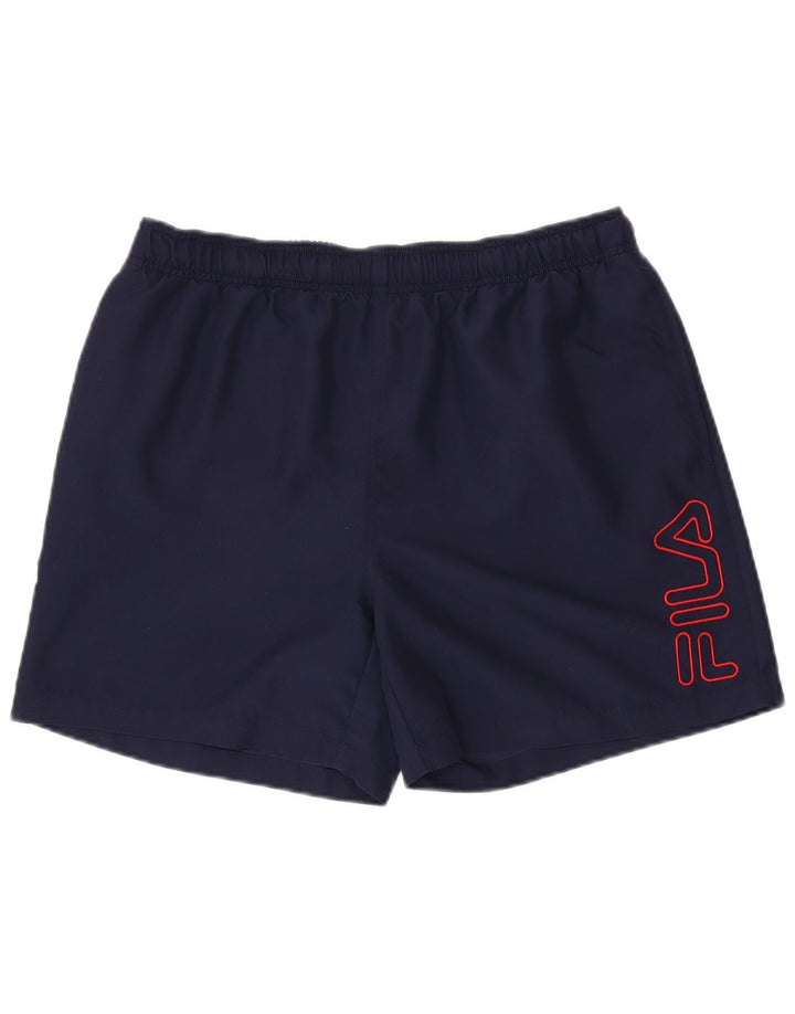 Pantaloncini sportivi grafici da uomo FILA grandi in poliestere blu navy