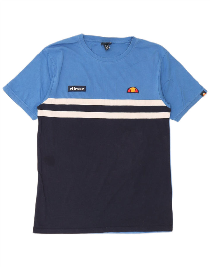 T-shirt da uomo Ellesse Top in cotone color block medio blu navy