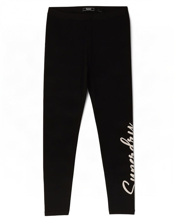 Leggings grafici crop da donna Superdry UK 14 grande cotone nero