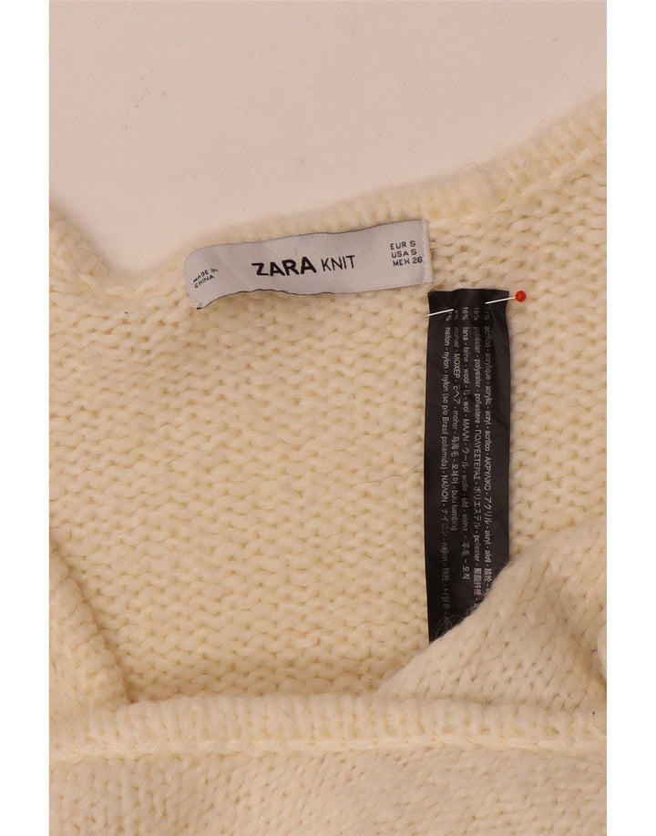 Maglione cardigan oversize avvolgente da donna Zara UK 10 piccolo acrilico bianco sporco