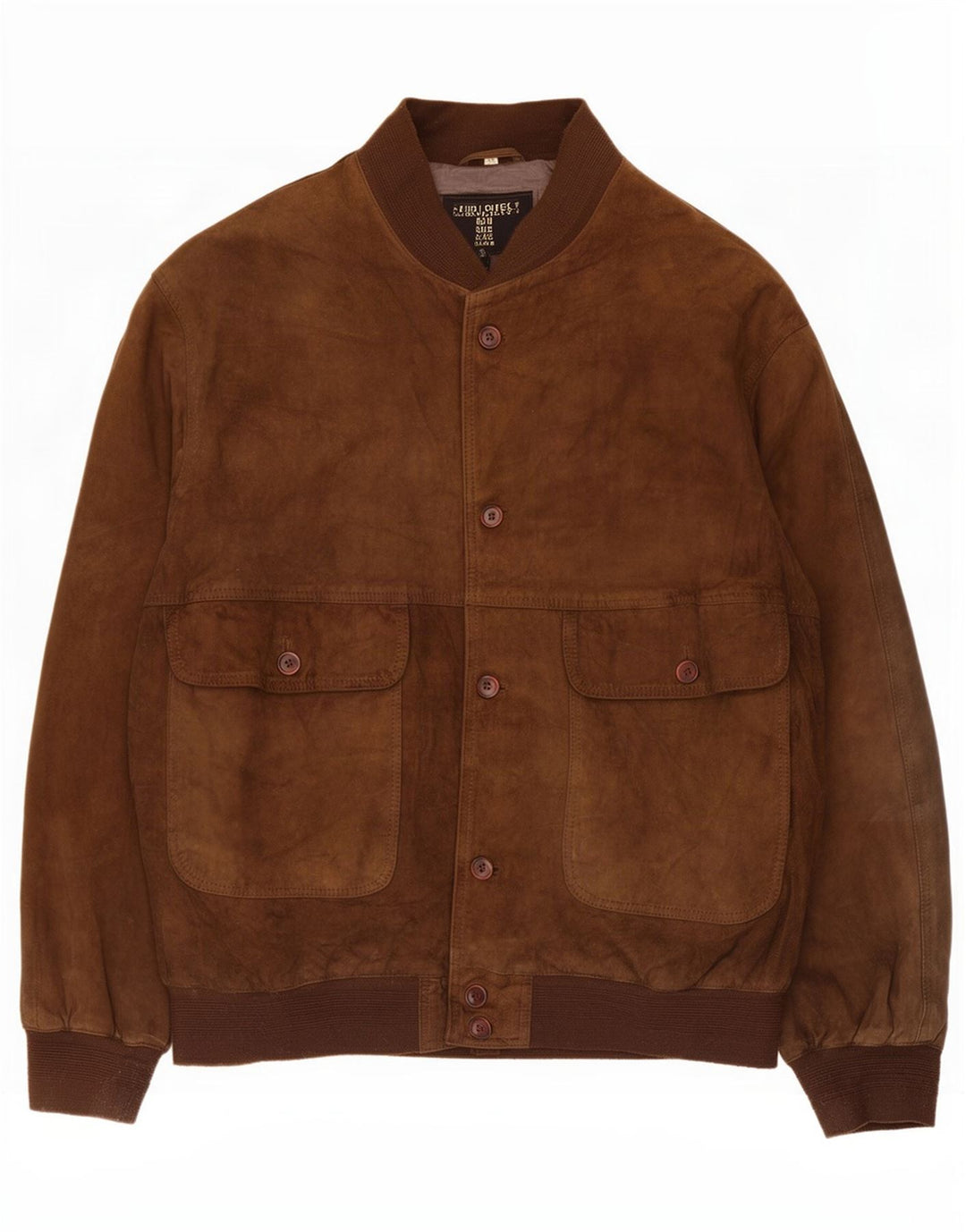 Giubbotto bomber vintage in pelle scamosciata da uomo IT 56 3XL in pelle marrone