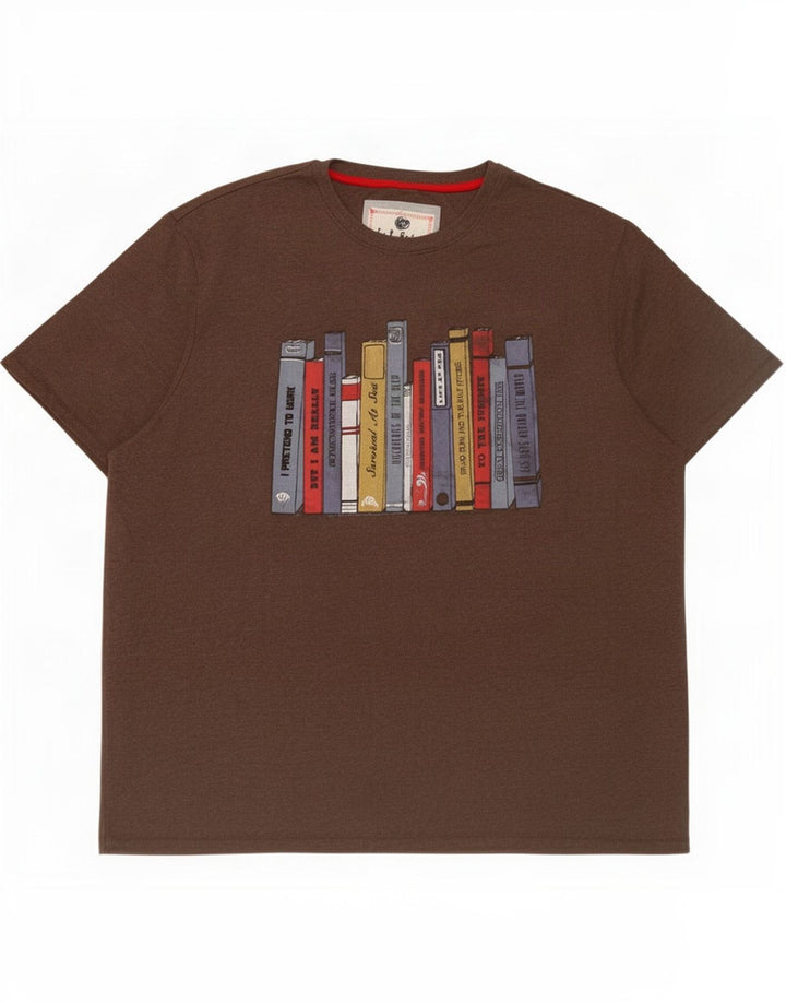 T-shirt grafica da uomo Fat Face Top 2XL cotone marrone