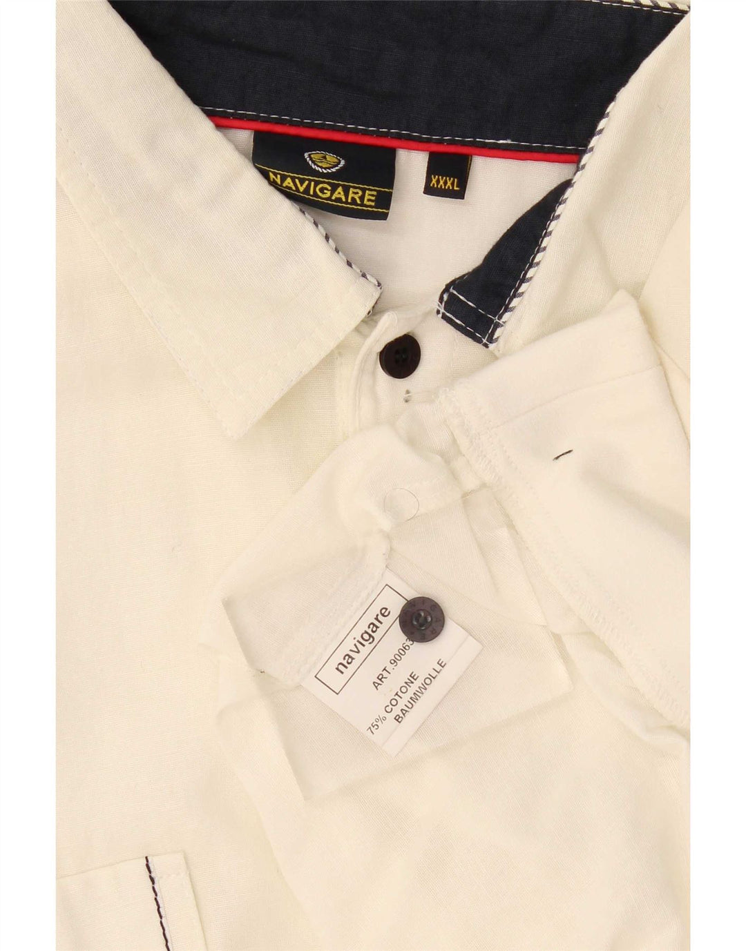 Camicia pullover a maniche corte da uomo Navigare 3XL cotone color block bianco