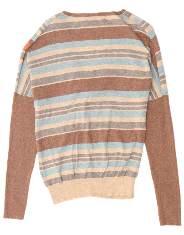 MONSOON Maglione da donna con scollo a V UK 12 Medio a righe multicolore