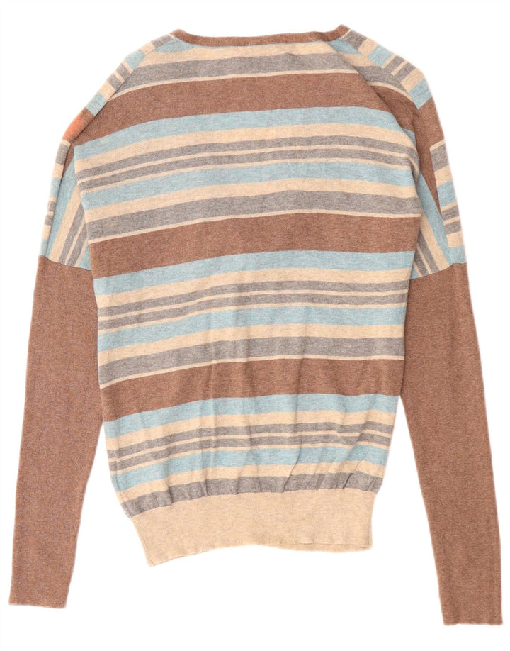 MONSOON Maglione da donna con scollo a V UK 12 Medio a righe multicolore