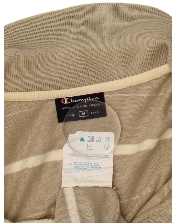 Polo da uomo Champion in cotone a righe beige medio