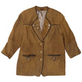 Giacca blazer in pelle da donna con maniche a 3/4 VINTAGE EU 44 XL Cachi
