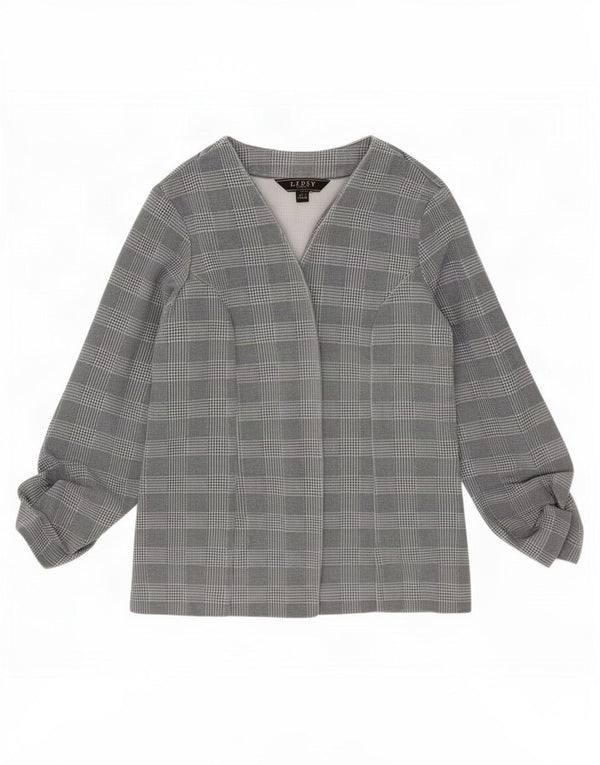 Top cardigan aperto da donna Lipsy UK 12 Poliestere a quadri grigio medio