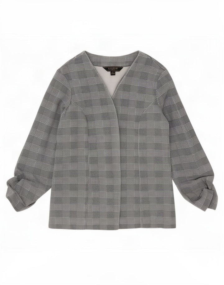 Top cardigan aperto da donna Lipsy UK 12 Poliestere a quadri grigio medio