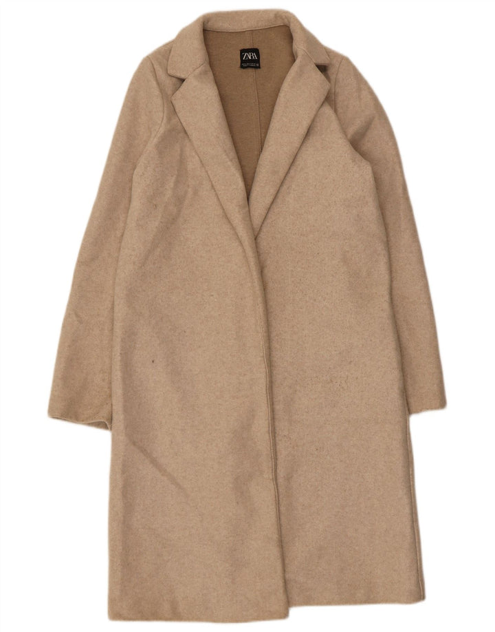 Soprabito aperto da donna Zara UK 10 piccolo poliestere beige