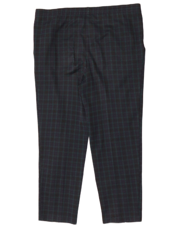 Marks & Spencer Womens Casual Trousers UK 16 Large W36 L27 Navy Blue Check