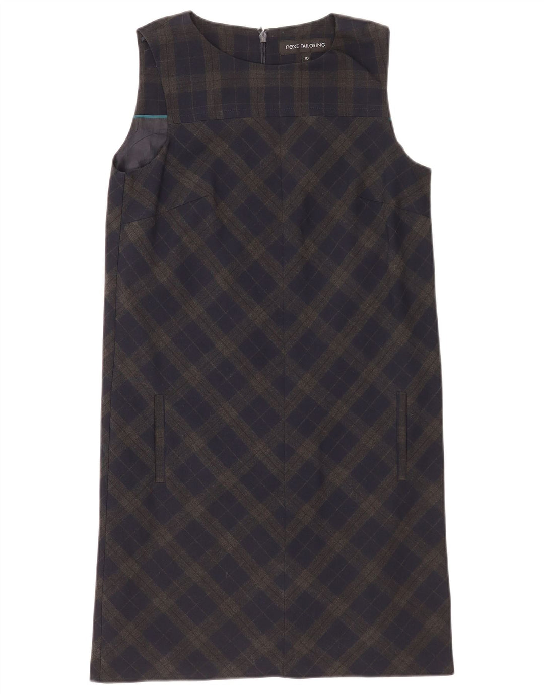 Abito a trapezio regolare senza maniche da donna UK 10 Piccolo scozzese verde