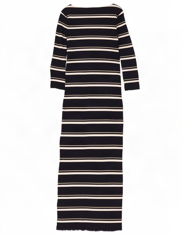 Massimo Dutti Abito maxi maglione da donna con maniche a 3/4 UK 8 piccolo a righe nere