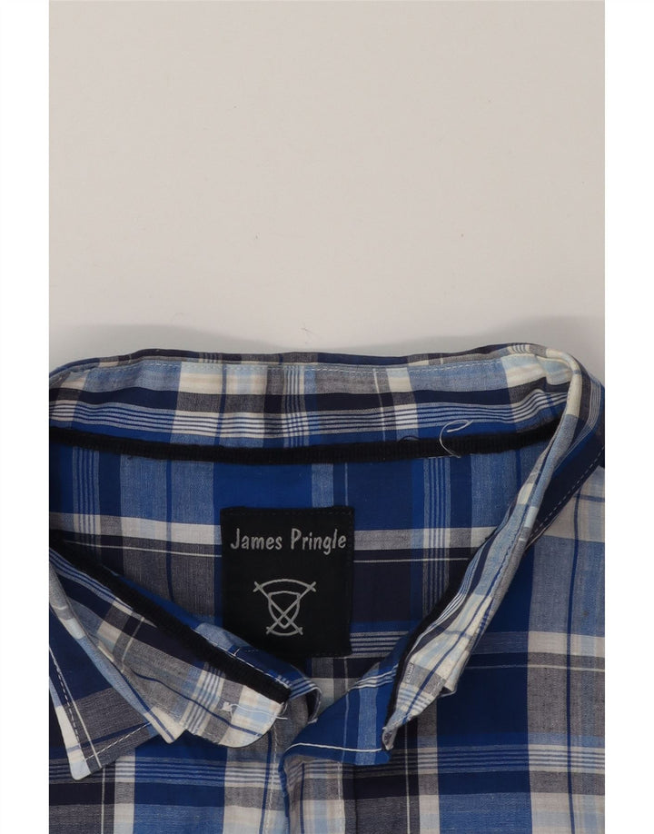JAMES PRINGLE Mens Short Sleeve Shirt XL Blue Check Cotton Vintage James Pringle and Second-Hand James Pringle from Messina Hembry 
