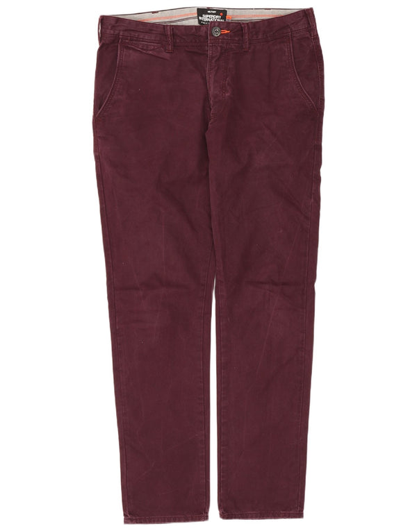 Pantaloni chino slim militari da uomo Superdry W32 L30 cotone bordeaux
